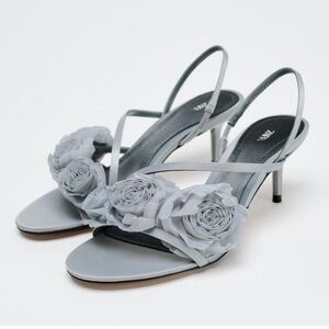 NWT Zara Woman Bloggers Fav FLORAL HIGH HEELED SANDALS Shoes Size 6.5